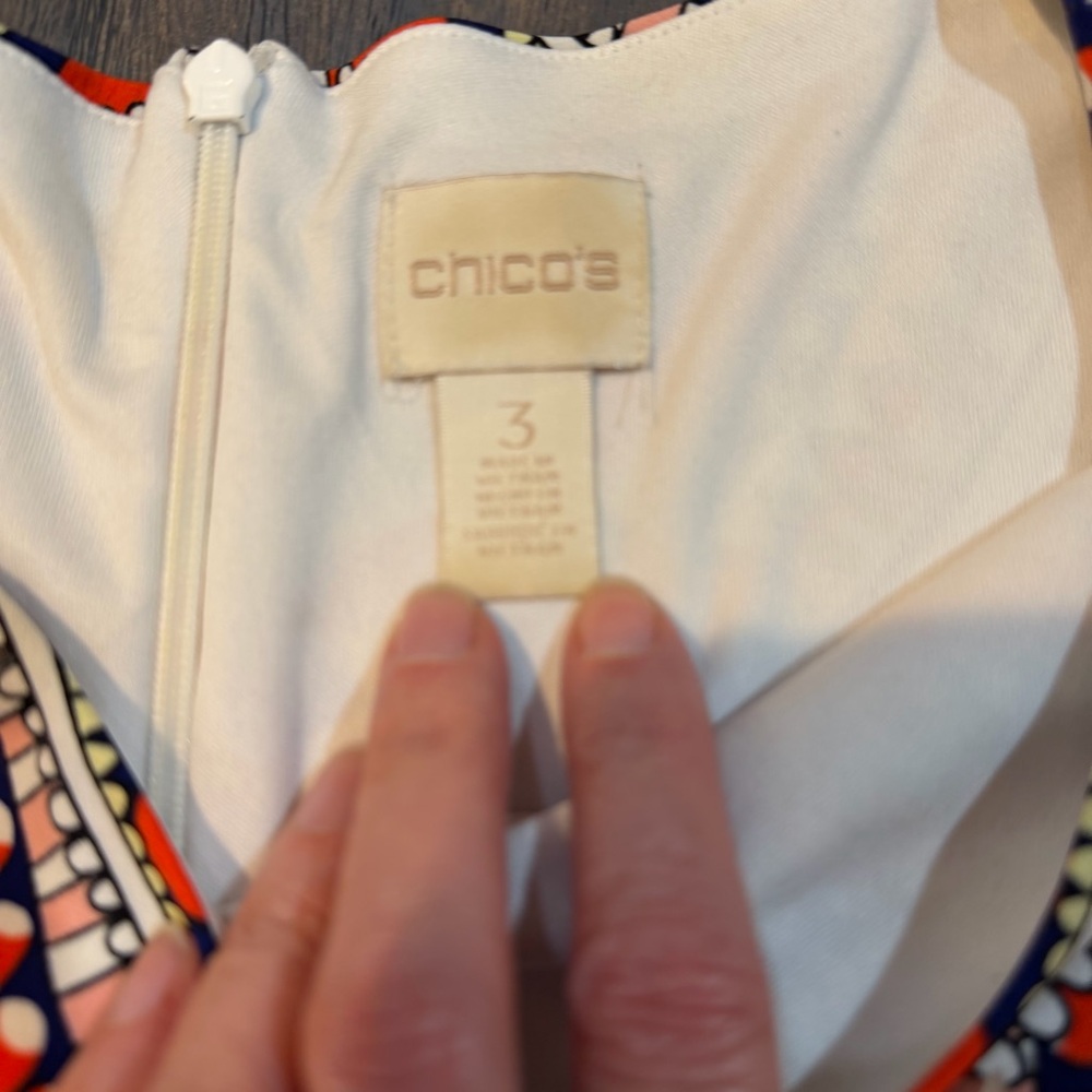 Chico’s Geo Mosaic Knit Dress – Size 3 (XL/16-18) - Picture 5 of 10